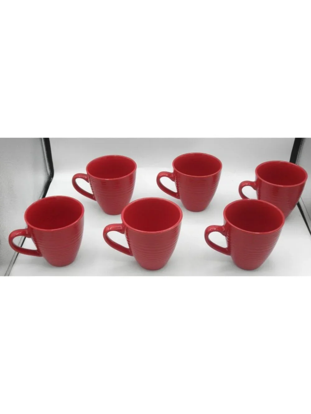 BIA Cordon Bleu Red Embossed Beehive Bands Art Deco Style Mug Set of 6 - Picture 3 of 9